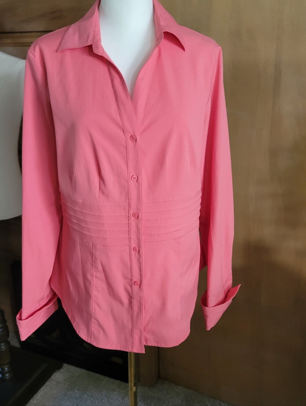 Classic Women's Salmon Button-Front Blouse